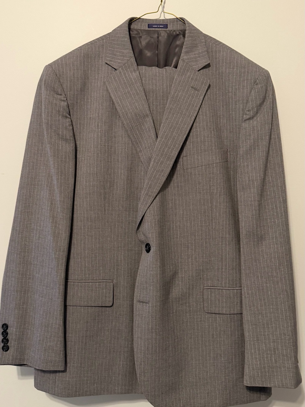 Stafford Gray Pinstripe Suit Set - Classic Fit Travel Suit